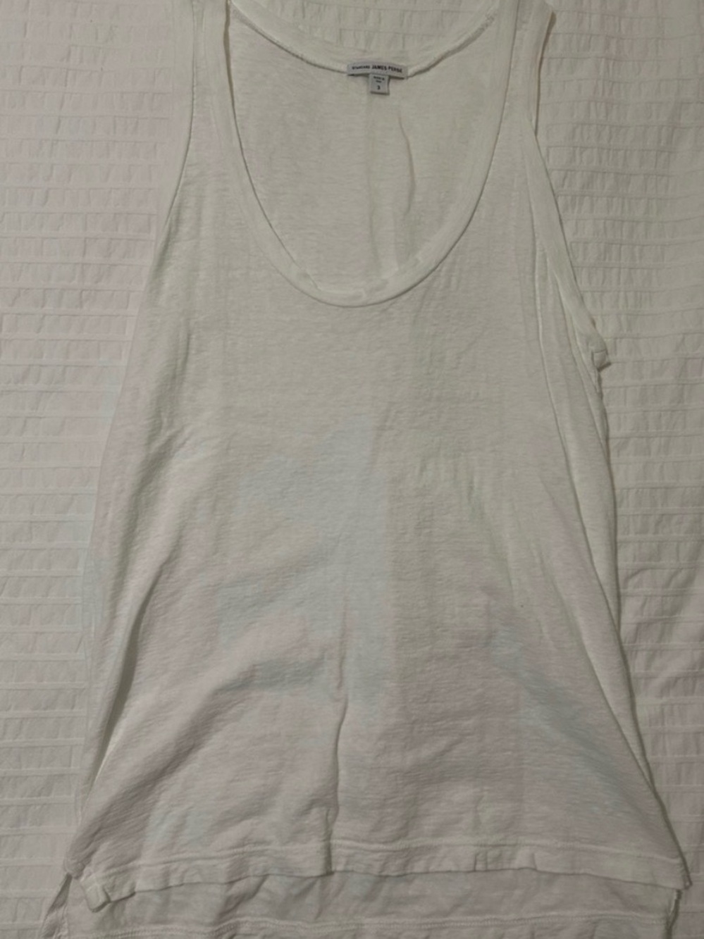 James Perse White Scoop Neck Cotton Tank